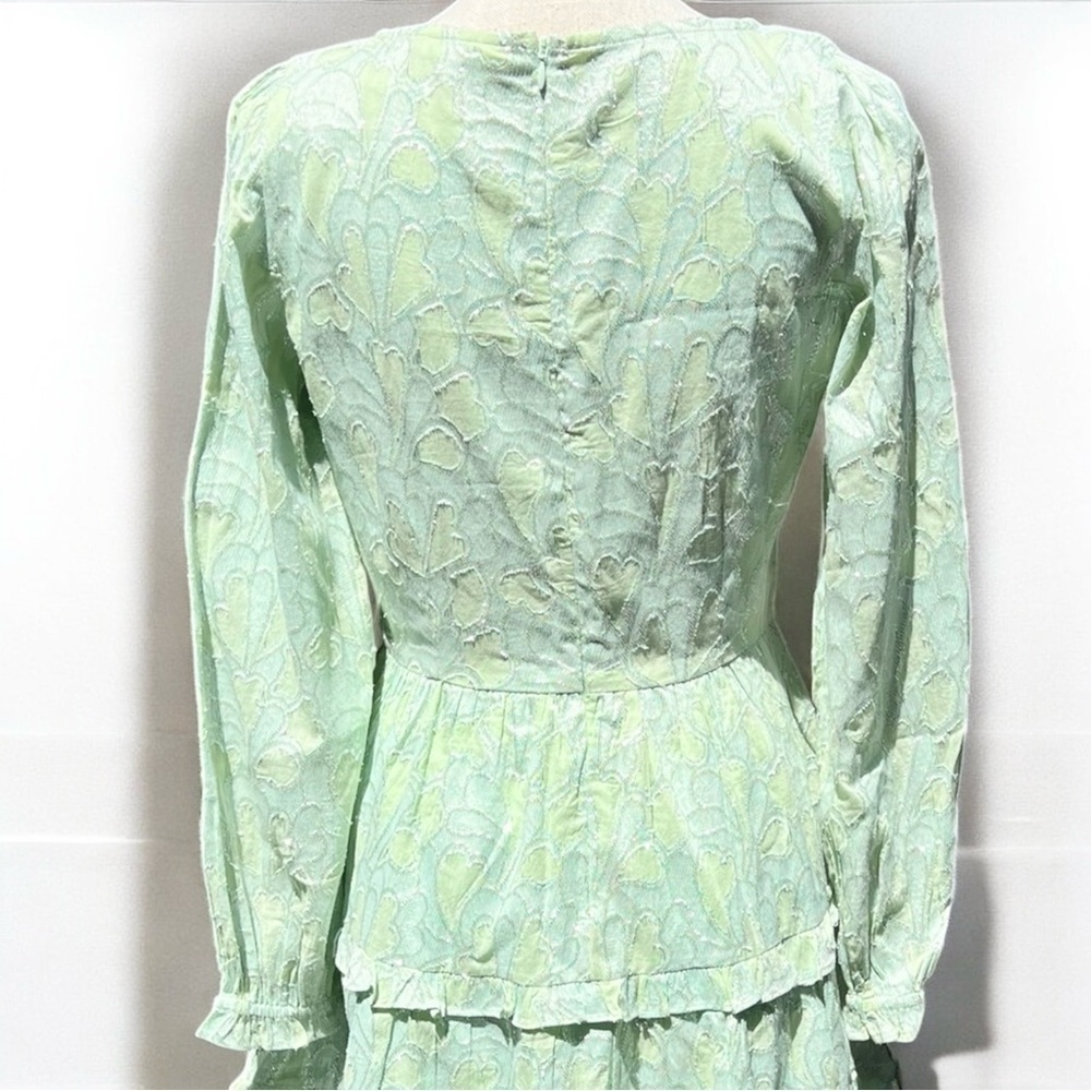 🌻Roller Rabbit Clermont Nori Tiered Dress – Size Small, Mint Green with Silver - Picture 9 of 11